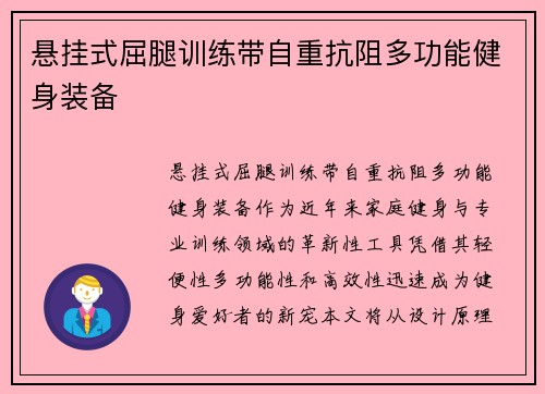 悬挂式屈腿训练带自重抗阻多功能健身装备